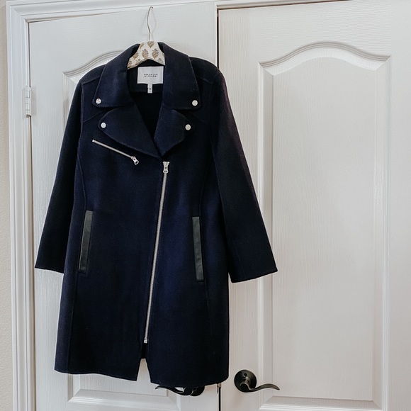 Derek Lam Jackets & Blazers - 🤩HP🤩 DEREK LAM 10 CROSBY Double-Face Navy Wool Moto Coat Size 14